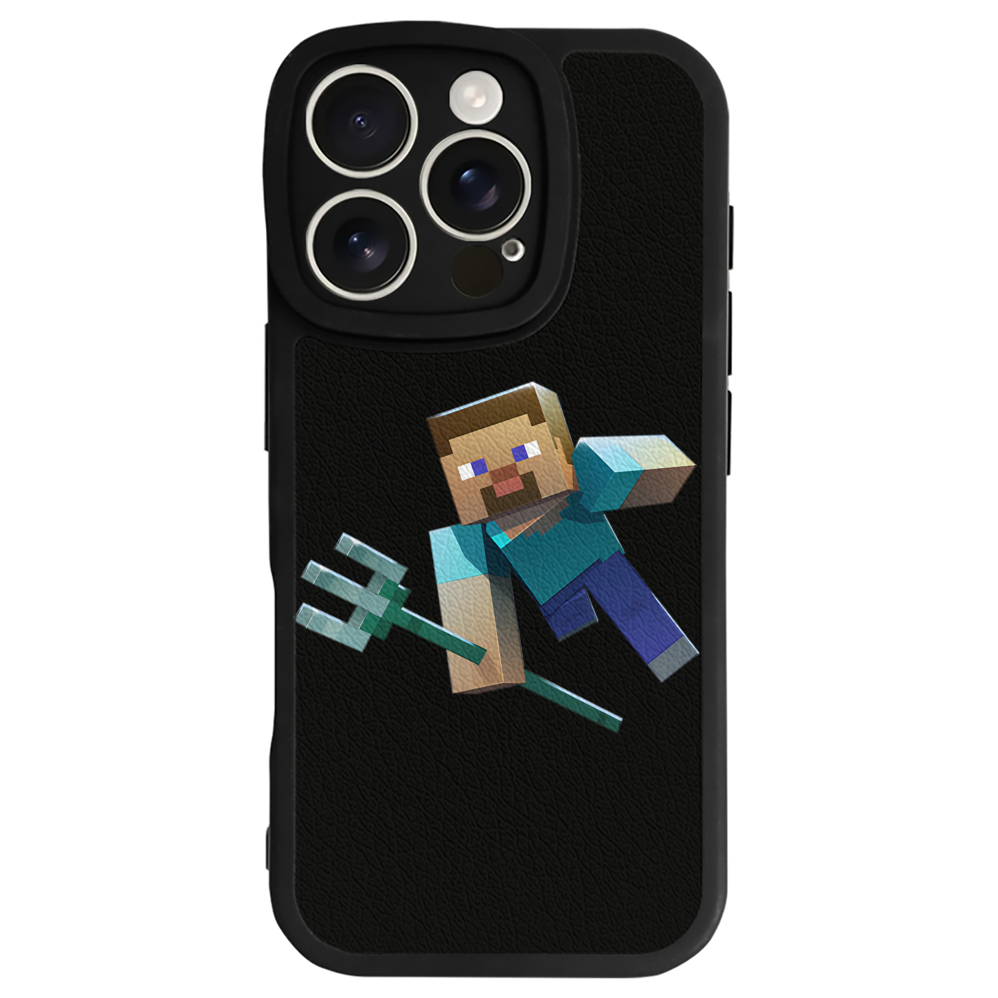 （画像用） マインクラフト ブロックの世界 Minecraft MC Block world 【iPhone 16シリーズ対応】シリコンスマホケース（レザー調） 材質：シリコン